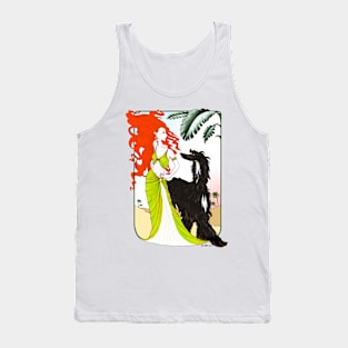 AFGHAN HOUND. Black  Afghan with red headed goddess. Tank Top